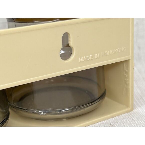 Vintage 80s Emsa Set of 3 Smoke Gray Acrylic Spice Jar Beige Shelf MCM Mod - Picture 4 of 9